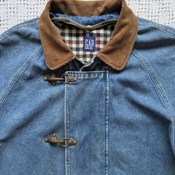 Vintage GAP Fireman Men's Jacket XXL Denim Barn Chore Coat Cabincore Heavyweight - Picture 5 of 8